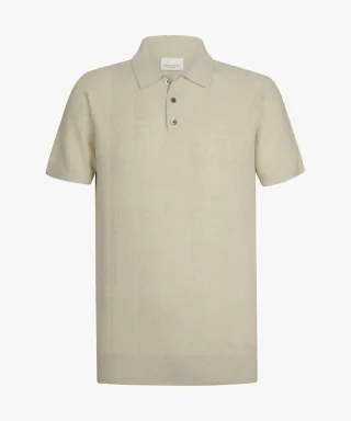 Profuomo - Offwhite Polo mit Fischgrätmuster raw white - Gr. - XXL