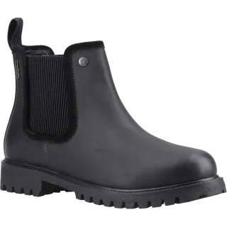 Hunter Canna Händlerstiefel Leder Damen Schwarz Flache Chelsea-Stiefel