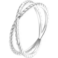 Hey Happiness Fingerring Doppel Roségold 18K Vergoldet, Ring Damen Silber 925, Silber Wickelring Überkreuz, Geschenk Idee