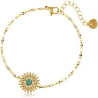 Made by Nami Armband in gold/türkis Damen Edelstahl Boho Schmuck wasserfest hypoallergen