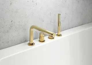 Herzbach SIRO PVD GOLD Vierloch-Wannenarmatur mit Auslauf Gold, 30.120250.1.03 30.120250.1.03