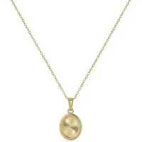 Suzan Gold Kette mit Anhänger 375 Echtgold Sunveil Oval strukturierter Anhänger