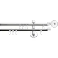 SN DECO GROUP Gardinenstange Innenlaufgarnitur Reims, Ø 19 mm, 2-läufig, Fixmaß, Verschraubt, Aluminium, Komplettset