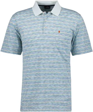 RAGMAN - Softknit-Polo gestreift, kurzarm marine - Gr. - L