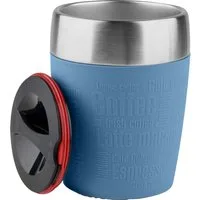 Emsa Thermobecher Travel Cup, 1-tlg., Edelstahl, Silikon, 0,2 Liter, Edelstahl, Trink- und Eisbecher, gummierte Manschette