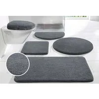 OTTO home Badematte Merida, Badvorleger, Badezimmer Teppich, Höhe 32 mm, rutschhemmend beschichtet, schnell trocknend, strapazierfähig, fußbodenheizungsgeeignet, Kunstfaser, 2-tlg. Hänge-WC Set, Badteppich, Uni Farben, rechteckig, rund & als 2-tlg. S