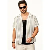 SOULSTAR Kurzarmhemd für Herren Strick Polo Hemd im Retro-Look Overshirt im Regular-Fit Freizeithemd T-Shirt