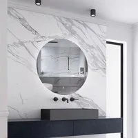 Aica Sanitär Badspiegel Wandspiegel mit LED-Hinterleuchtung Kaltweiß Dimmbar, Touch/Wandschalter
