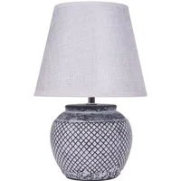 BRUBAKER Tischleuchte Nachttischlampe Grau, Ohne Leuchtmittel, Keramikfuß - moderne Tischlampe, Antik - Orientalisch