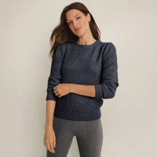 Pullover mit Pailletten für Damen, Damen, size: regular, Blau, Polyacryl/Polyester-Mischung, by Lands' End