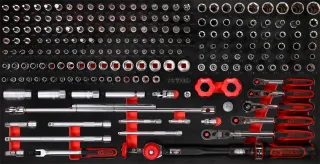 KS Tools 1-4'' + 3-8'' Steckschlüssel-Satz in Schaumstoffeinlage, 213-tlg - 813.0213