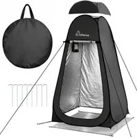 Wolfwise Faltzelt Pop-Up Duschzelt Camping & Umkleidezelt mit Boden – Silberbeschichtet, Personen: 1 (Set, 1 x Zelt, 1 x Tragetasche, 4 x Metallpfähle), Tragbar, Wasserdicht