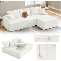 Juskys Ecksofa Coredo, Ecksofa, mit Rücken- & Dekokissen, Cordbezug, Modular platzierbar