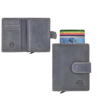 Greenburry Kartenbörse Leder RFID | Card Slider Coin blau