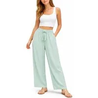 SUBLEVEL Chinos Damen Luftige Sommerhose Freizeit Weit geschnitten Stoffhose Musselin