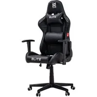 ELITE Gaming Gaming-Stuhl Ergonomischer Bürostuhl Destiny inkl. Rücken- & Nackenkissen (Drehstuhl mit 2D-Armstützen, verriegelbare Wippmechanik, mechanische Härtegradeinstellung, verstellbare Sitzhöhe, 90° klappbare Rückenlehne, Sicherheits-Doppelrol