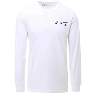 Off-White OW Logo Langarm-T-Shirt in Weiß