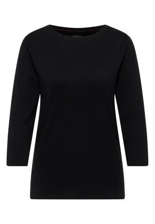 CECIL - Basic U-Boot Shirt Black - Gr. - XL