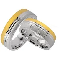 Trauringe123 Trauring Hochzeitsringe Verlobungsringe Trauringe Eheringe Partnerringe GOLD PLATIERT mit 3 Steiner J172