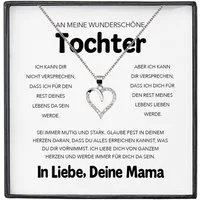 22Feels Schmuckset An Meine Tochter Geschenk von Mama Mädchen Frauen Herz Halskette Karte (inkl. Geschenktasche, Karte(n), Poliertuch, Beutel), Silber 925/000, Karte Made In Germany