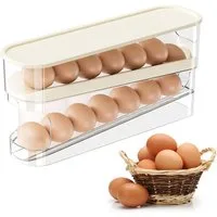 Refined Living Eierkorb 12 Eier Organizer Eierhalter Kühlschrank Eierbox Eier  Aufbewahrung, (Automatisch Rollender Eierspender mit Deckel Transparent Vorratsdose, 1-tlg., Aufbewahrungsbox Frischhaltedose Egg Trays Küchenregal Platzsparender), Korbei