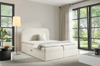 Boxspringbett Schlafzimmerbett DARLIN PREMIUM 120x200cm Stoff Gerra Ecru