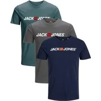 Jack & Jones Print-Shirt Bequemes Slimfit Shirt (Spar-Set, 3er-Pack) in Unifarbe mit Print