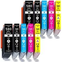 Druckerparadies 10er Multipack für Canon 580 581 XXL Druckerpatronen Set Tintenpatrone (10-tlg., TS6150 TS6151 TS6240 TS6241 TS6250 TS6251 TS6350 TS6351 TS705)