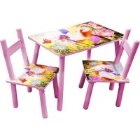 HTI-Line Kindersitzgruppe Kindertischgruppe Blumenfee, (Set, 3-tlg., 1 Tisch, 2 Stühle), Kindertisch Kinderstuhl Kindermöbel