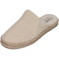 TOMS SANTIAGO MULE Espadrille Natural Undyed Metallic Linen Stripe