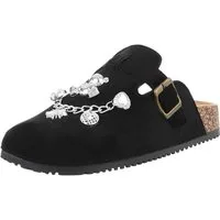 Ital-Design Damen Mules Freizeit Pantolette (88930448) Flach Pantoletten in Schwarz