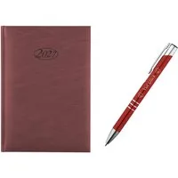 Stylex Schreibwaren Buchkalender Buchkalender 2027 / Chefkalender / Farbe: bordeaux + Glückskuli
