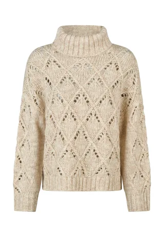 Marc Aurel - Pullover aus grobem Netzmuster light beige - Gr. - 46