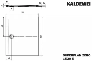 Kaldewei Duschwanne SUPERPLAN ZERO Mod.1520-5, 750 x 900, alpinweiß,Perl-Effekt,Wt extrafl.  352047983001