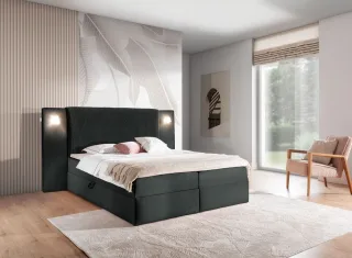 Boxspringbett Bett MARTEN 180x200cm Set.1 in Stoff Magic Velvet Schwarz