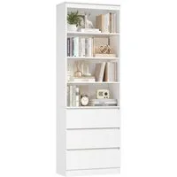 Homfa Bücherregal Hochschrank Standregal Bücherschrank Raumteiler, mit 4 Fächern und 3 Schubladen, 60x35x202cm