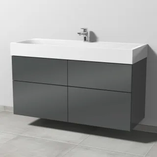 Sanipa 3way Waschtischunterbau zu Kaldewei Silenio Waschtisch mit 4 Auszügen, Anthrazit-Glanz SF45779