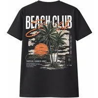 Banco T-Shirt Herren Beach Club Shirt Print (Einzelartikel) Hochwertiger, mehrfarbiger Grafik-Backprint mit Vintage-Effekt