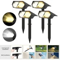 QUBEBU LED Solarleuchte LED Solarleuchte Strahler 1/2/4/6 Stück LED Gartenleuchte Solarlampe, LED fest integriert, Warmweiß+Weiß, IP65 Wasserdicht, Solarlampe, Gartenstrahler