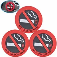 Bolwins Hinweisschild B71 3St/Set 3D Rauchen verboten Aufkleber Ø 5 cm No Smoking Schild, (Aufkleber-Set, 3 St., 3x 3D No Smoking Aufkleber, selbstklebend, für Auto, Büro und Räume), 3D Nichtraucher Piktogramm, selbstklebend, wetterfest