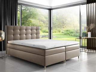 Boxspringbett Schlafzimmerbett ARVID 200x200cm Kunstleder Cappuccino