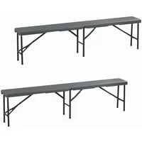 relaxdays Gartenbank Bierbank 2er Set 180 cm (2-St., 2er Set), grau