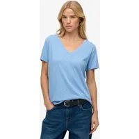 Superdry T-Shirt STUDIOS SLUB EMB VEE TEE Baumwollmischung, relaxed fit