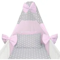 Amilian Babybettwäsche Set 7-teilig - Bettwäsche 100x135 - Kissenbezug 40x60 - mit Himmel, Vollstoffhimmel, 7 teilig, Komplett-Set für Babybett, Gitterbett - Kinderbettwäsche