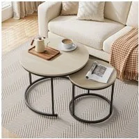 REDOM Couchtisch Zweiteiliges (Metallgestell, moderner Stil, geeignet für Wohnzimmer, Schlafzimmer, Balkon., 1-St., L60*W60*H45)