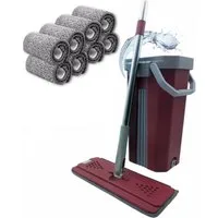 Venteo Wischmopp Balai Clean & Dry Mop Bodenwischer-Set, (Spar-Set), selbstreinigendes Wischsystem, Doppelkammereimer, 2,7 Liter