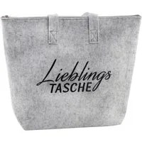 Macosa Home Einkaufsshopper Filztasche Lieblingstasche mit Reißverschluss in Hellgrau 45 cm, Einkaufstasche Alltagstasche Aufbewahrungstasche