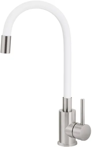 Neuesbad Spültischarmatur mit FLEXIBLE Auslauf, Edelstahl-Weiß NB1DEBOCW7201