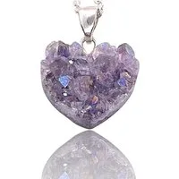 Steinfixx® Herzanhänger Amethyst Kristallcluster - 925 Silber - Titanium Aura (natürlich, elegant durch Veredelung, 1-tlg., inclusive Geschenkbox, Handmade), mit Gold, Silber, Platin und Titan bedampft, Aura-Schimmern
