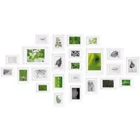 bomoe Bilderrahmen 24er Bilderrahmen Set Nature Fotorahmen Collage, Weiß, 10x 10x15 cm, 8X 13x18 cm, 4X 15x20 cm, 2X 20x30 cm mit Passepartout